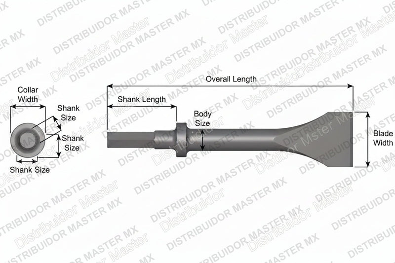 Ajax Tools 424-36 — Cincel Descascarador 2" Collar Redondo, Vástago .580" Hex, 36" (914 mm)