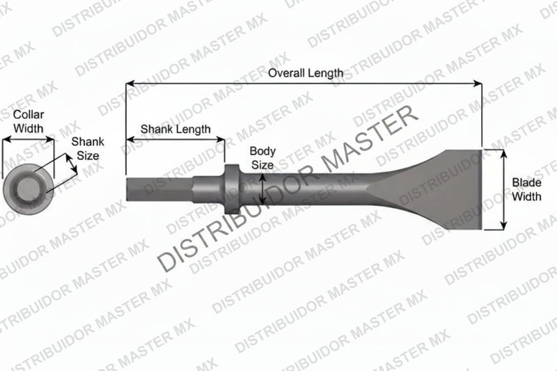 Ajax Tools 424-60 — Cincel Descascarador 2" Collar Redondo, Vástago .580" Hex, 60" (1524 mm)