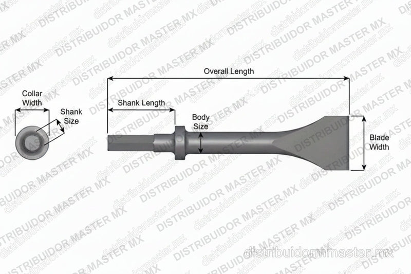 Ajax Tools 424-12-3 — Cincel Descascarador 3" Collar Redondo, Vástago .580" Hex, 12" (305 mm)