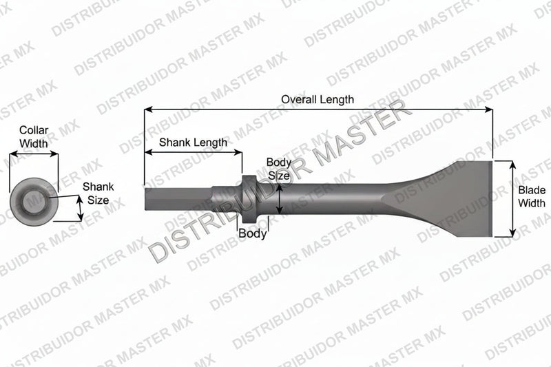 Ajax Tools 424-3 — Cincel Descascarador 3" Collar Redondo, Vástago .580" Hex, 9" (229 mm)