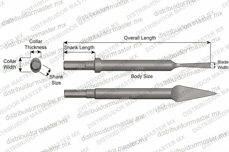 Ajax Tools 306-12 — Cincel de Capa 7/16" Collar Oval, Vástago .580" Hex, 12" (305 mm)