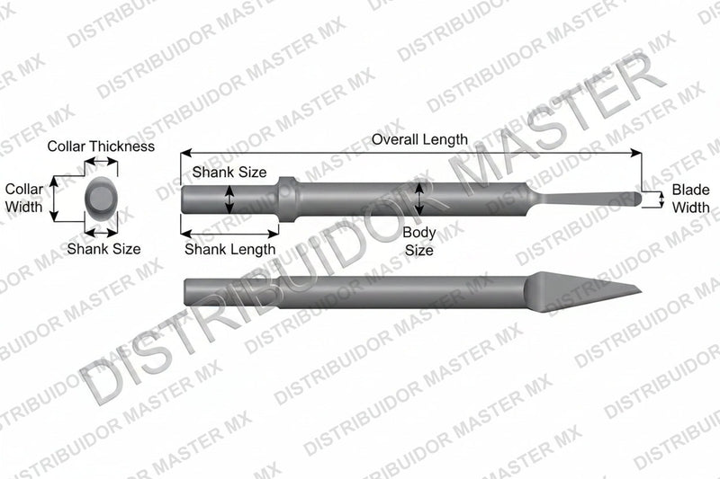 Ajax Tools 307-12 — Cincel Nariz Redonda 3/8" Collar Oval, Vástago .680" Redondo, 12" (305 mm)