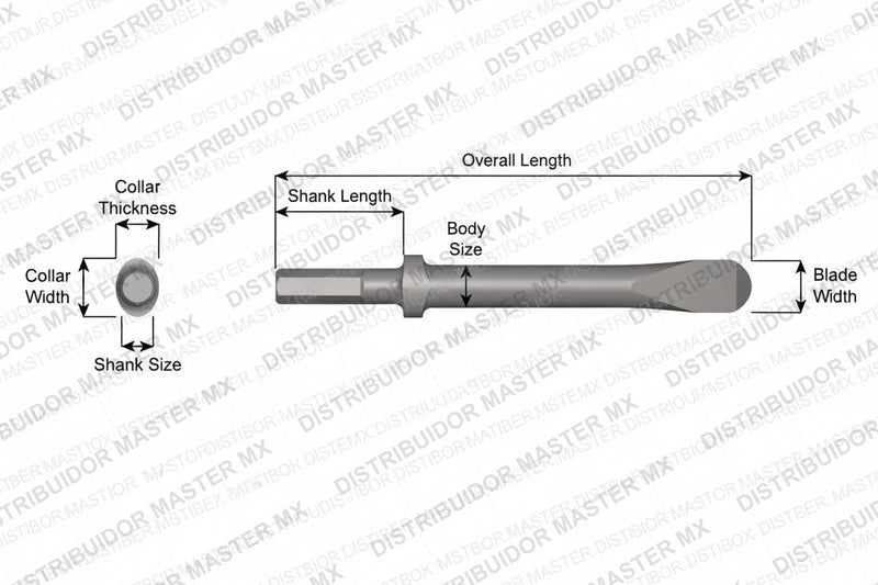 Ajax Tools 338 — Gubia 1" Collar Oval, Vástago .580" Hex, 9" (229 mm)