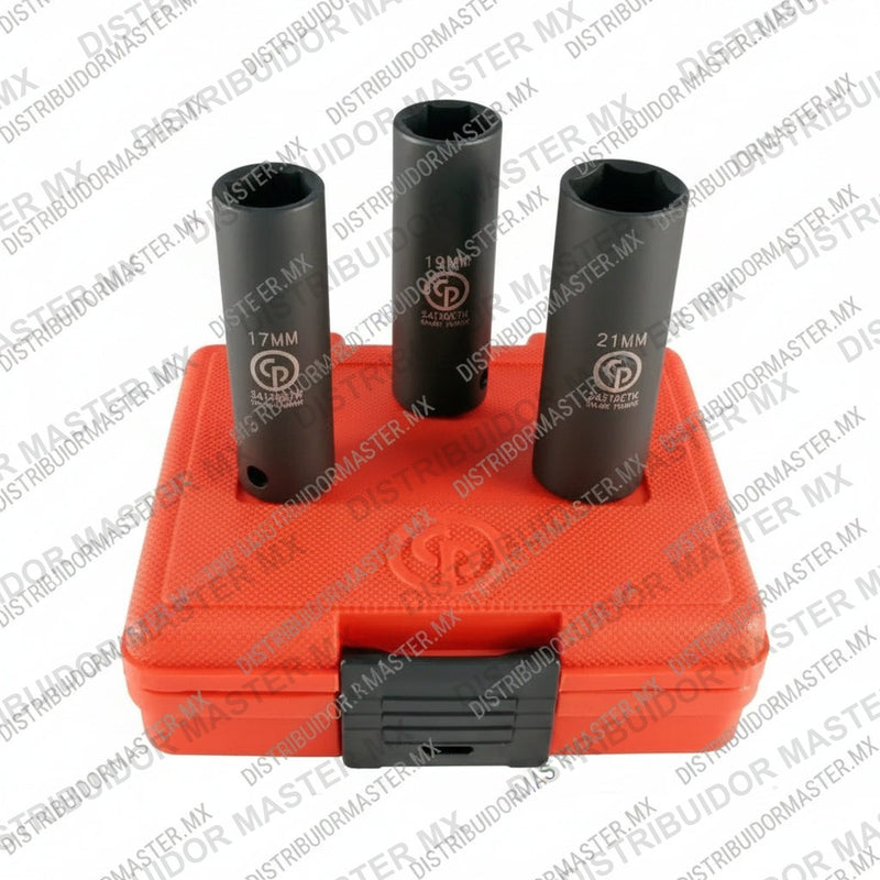 Juego de 3 Dados de Impacto Profundos Metricos Chicago Pneumatic SS413DTW Mando 1/2