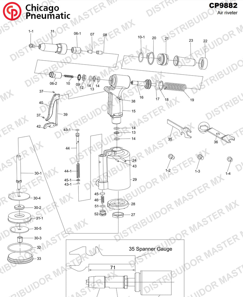 Remachadora Hidro Neumatica Cp 9882 Chicago Pneumatic para remache de aluminio pop