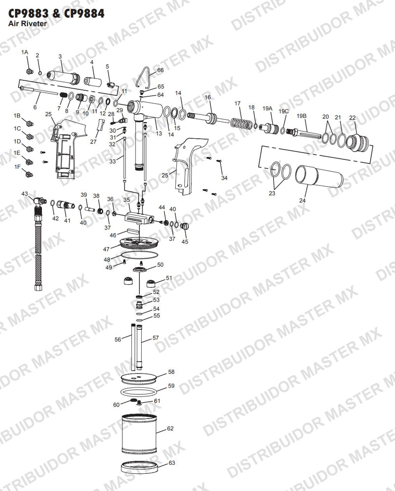 Remachadora Chicago Pneumatic  Cp 9884 para remache de aluminio pop  hidro neumática