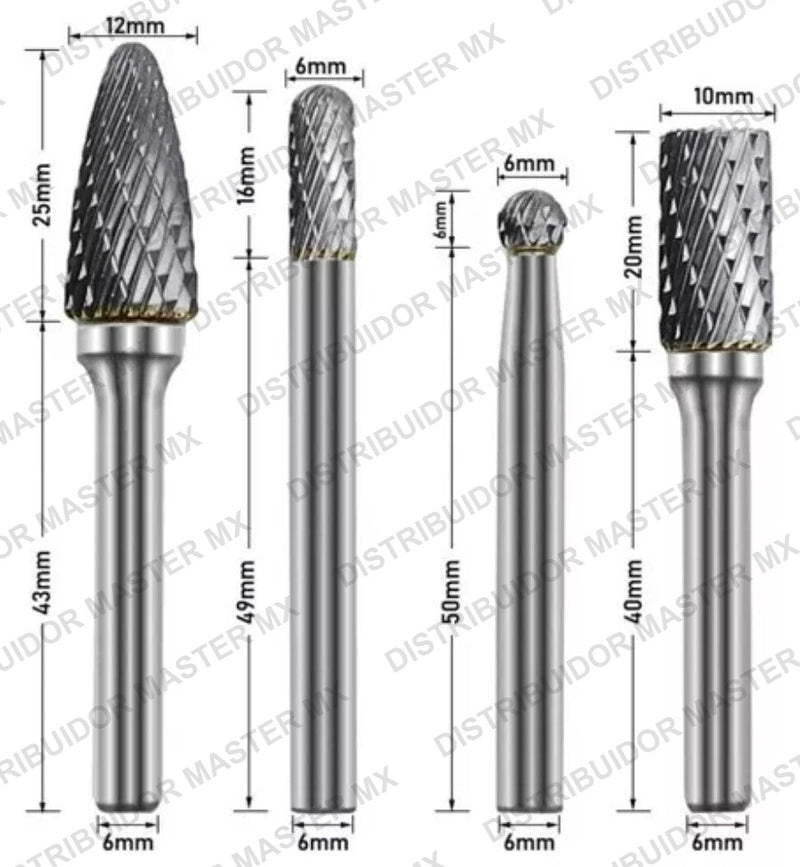Juego De Fresas Rotativas De Tungsteno, Limas Rotativas para turbina y amoladora