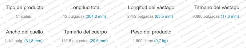 Cincel Mango .680 Cuello Circular Y 12 PLG Largo Punta Lápiz 411