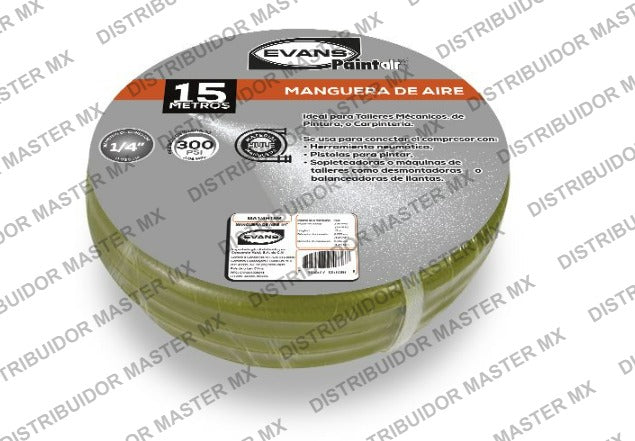 Manguera de Aire de Hule 15 m | 1/4" | Alta Flexibilidad y Resistencia