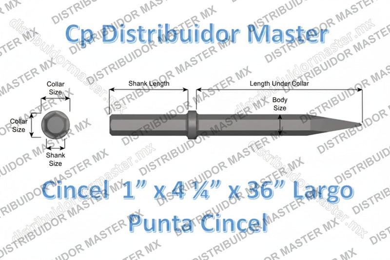Cincel 1" x 4 1/4 punta lápiz de 36 " largo para construcción 24200