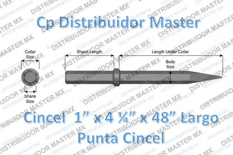 Cincel 1" x 4 1/4 punta lápiz de 48" largo para construcción 25200