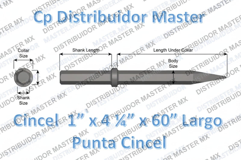 Cincel 1" x 4 1/4 punta lápiz de 60" largo para construcción 26200