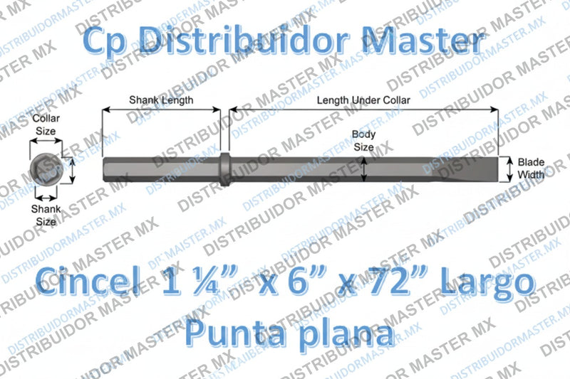 Cincel 1 1/4" x 6" punta plana de 72" largo para construcción 47100