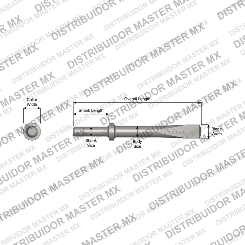 Ajax Tools 437 — Gubia 1" Collar Redondo, Vástago .680" Redondo, 9" (229 mm)