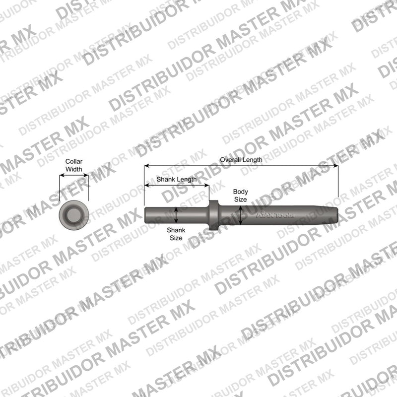 Ajax Tools 445 — Vástago para Herramienta de Buje Collar Redondo, .680" Redondo, 8" (203 mm)