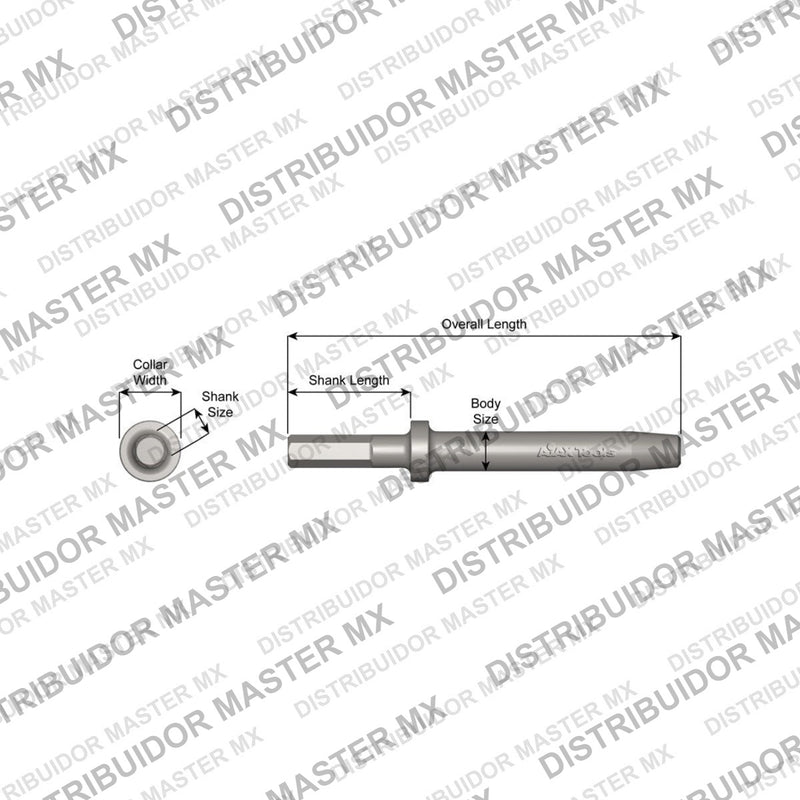 Ajax Tools 446 — Vástago para Herramienta de Buje Collar Redondo, .580" Hex, 8" (203 mm)