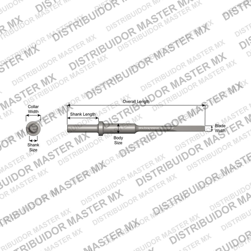 Ajax Tools 435 — Removedor de Papel Recto 7/8" Collar Redondo, Vástago .680" Redondo, 18-1/4" (464 mm)