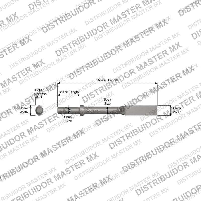Ajax Tools 311 — Cincel Desgarrador 1-1/16" Collar Oval, Vástago .680" Redondo, 9" (229 mm)