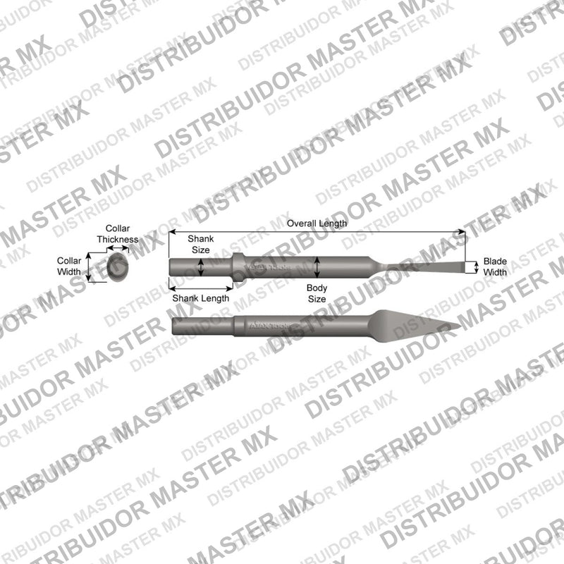 Ajax Tools 305-12 — Cincel de Capa 7/16" Collar Oval, Vástago .680" Redondo, 12" (305 mm)