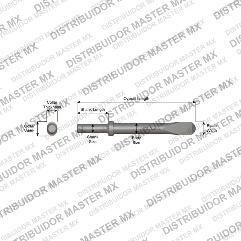 Ajax Tools 337 — Gubia 1" Collar Oval, Vástago .680" Redondo, 9" (229 mm)