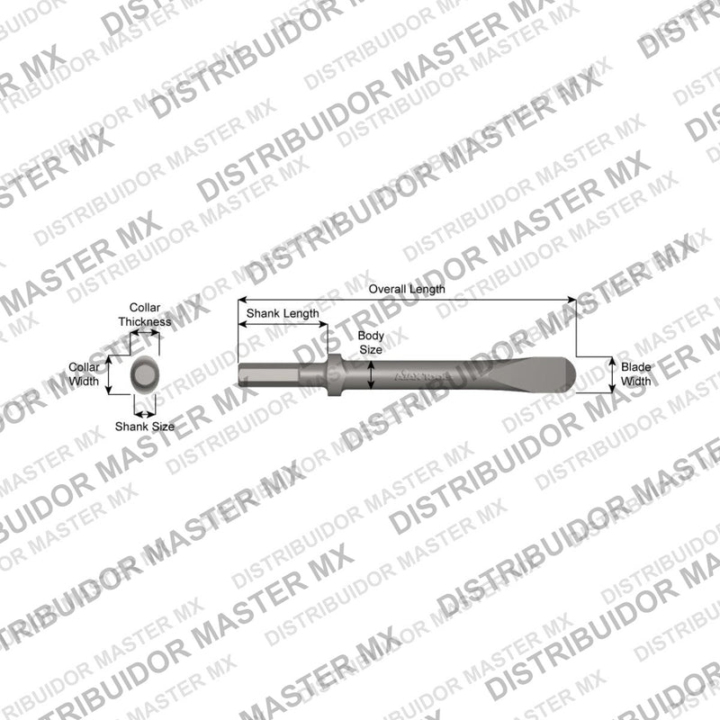 Ajax Tools 338-12 — Gubia 1" Collar Oval, Vástago .580" Hex, 12" (305 mm)
