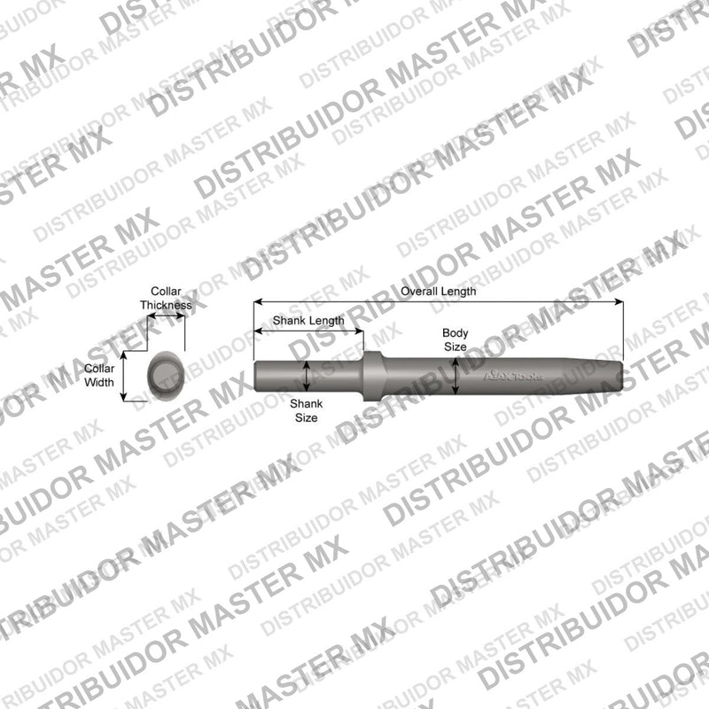 Ajax Tools 345 — Vástago para Herramienta de Buje Collar Oval, .680" Redondo, 8" (203 mm)