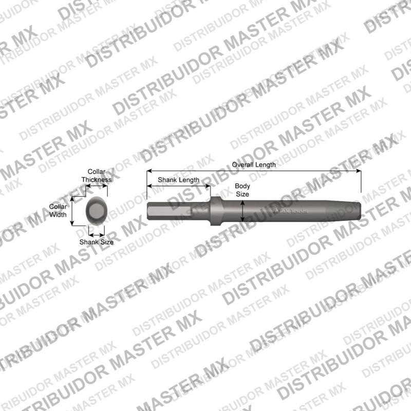 Ajax Tools AJX-346 — Vástago para Herramienta de Buje Collar Oval, .580" Hex, 8" (203 mm)
