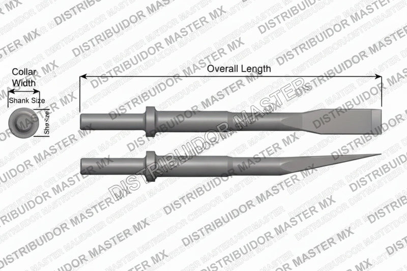 Ajax Tools 429 — Cincel Punta de Diamante 5/16" Collar Redondo, Vástago .680" Redondo, 9" (229 mm)