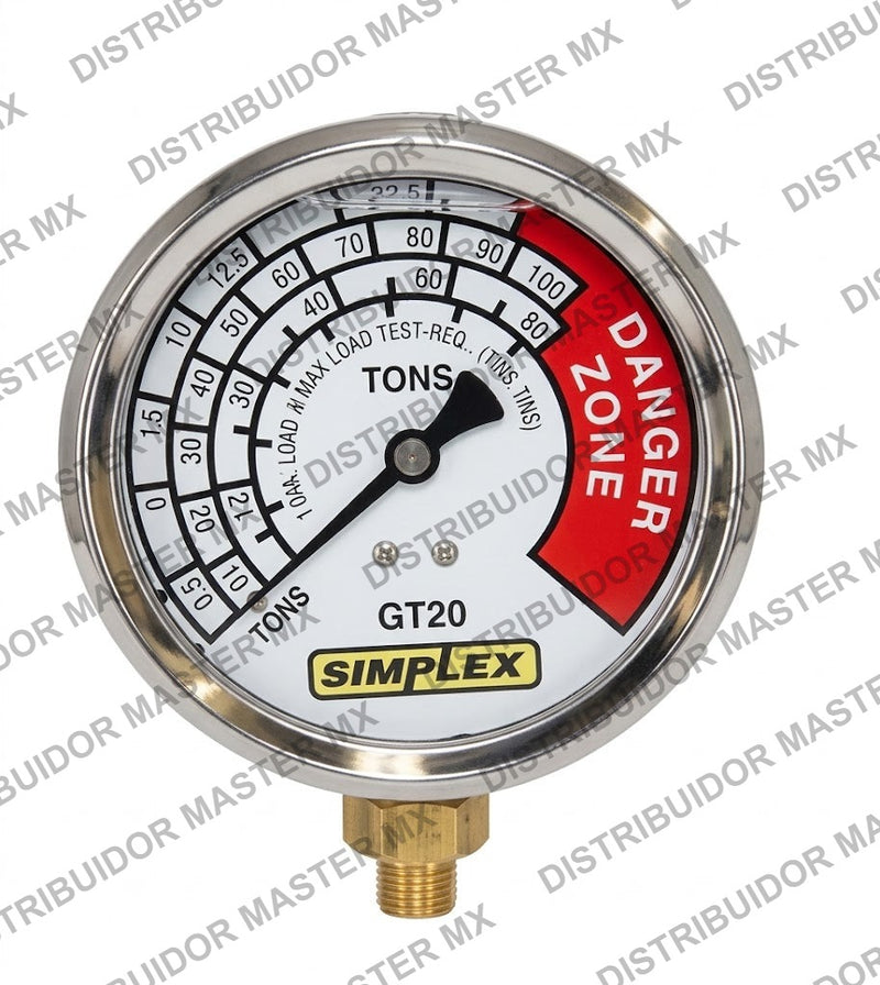 Manometro de Tonelaje con Escala para Cilindros Simplex GTH60 | Modelo N.º GTH60
