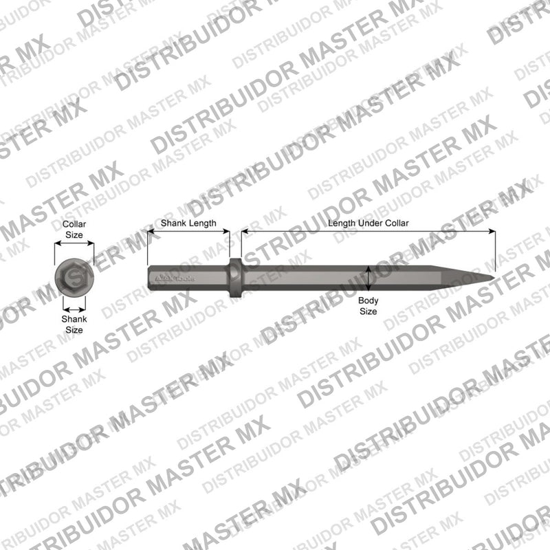Ajax Tools 12200 — Paving Breaker Cincel Punta Moil Standard 7/8" Hex, 18" (457 mm)