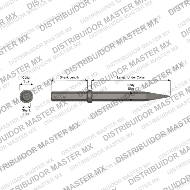 Ajax Tools 22200 — Paving Breaker Cincel Punta Moil Standard 1" Hex, 18" (457 mm)