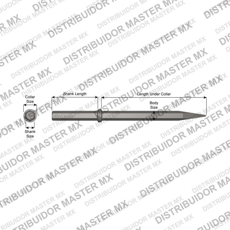 Ajax Tools 31200 — Paving Breaker Cincel Punta Moil Standard 1-1/8" Hex, 14" (356 mm)