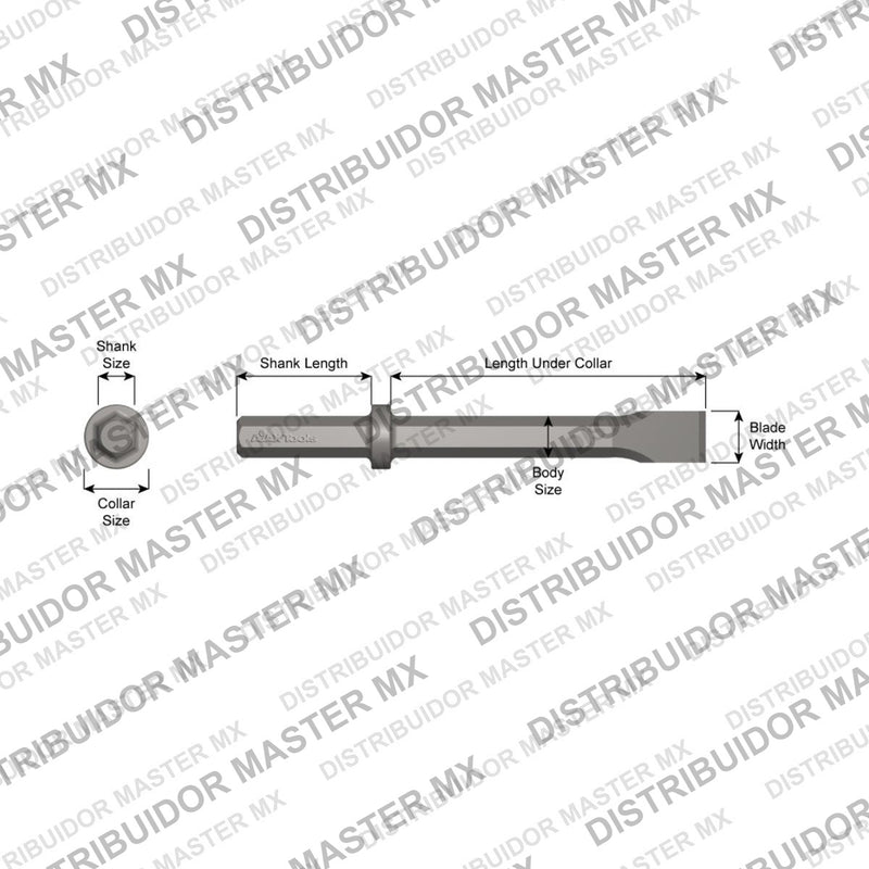 Ajax Tools 14100 — Paving Breaker Cincel Angosto Standard 7/8" Hex, 36" (914 mm)