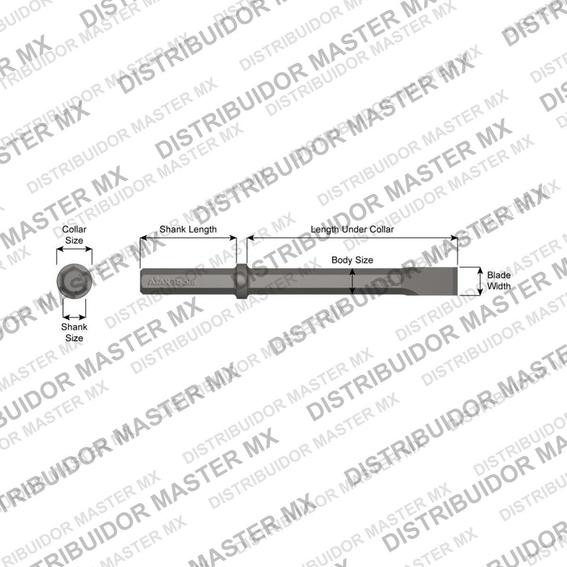 Ajax Tools 23100 — Paving Breaker Cincel Angosto Standard 1" Hex, 24" (610 mm)