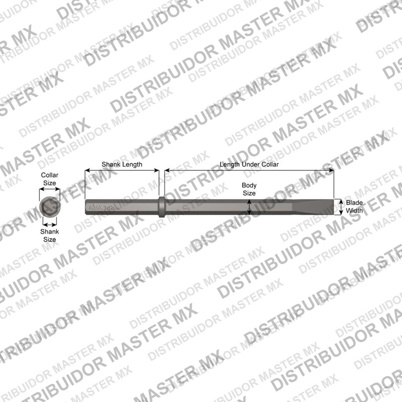 Ajax Tools 32100 — Paving Breaker Cincel Angosto Standard 1-1/8" Hex, 18" (457 mm)