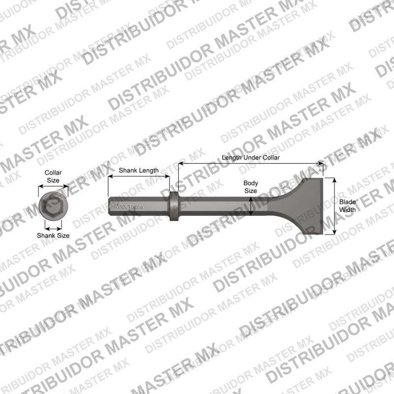 Ajax Tools 12300 — Paving Breaker Cincel Ancho 3" Standard 7/8" Hex, 18" (457 mm)