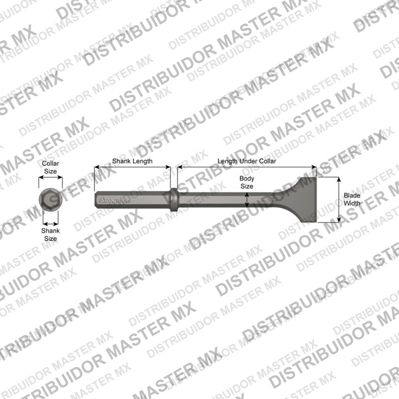 Ajax Tools 21300 — Paving Breaker Cincel Ancho 3" Standard 1" Hex, 14" (356 mm)