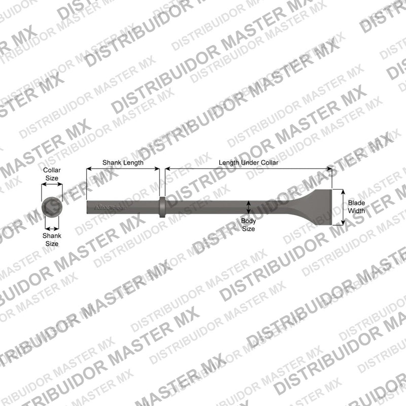 Ajax Tools 37300 — Paving Breaker Cincel / Pulseta Ancho 3" Standard 1-1/8" Hex, 72" (1829 mm)