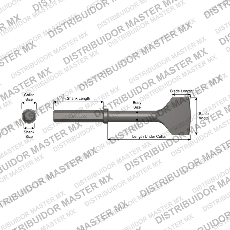 Ajax Tools 40011 — Paving Breaker Cortador de Asfalto Pequeño 4-1/2" x 3" (Small Asphalt Cutter) 1-1/4" Hex