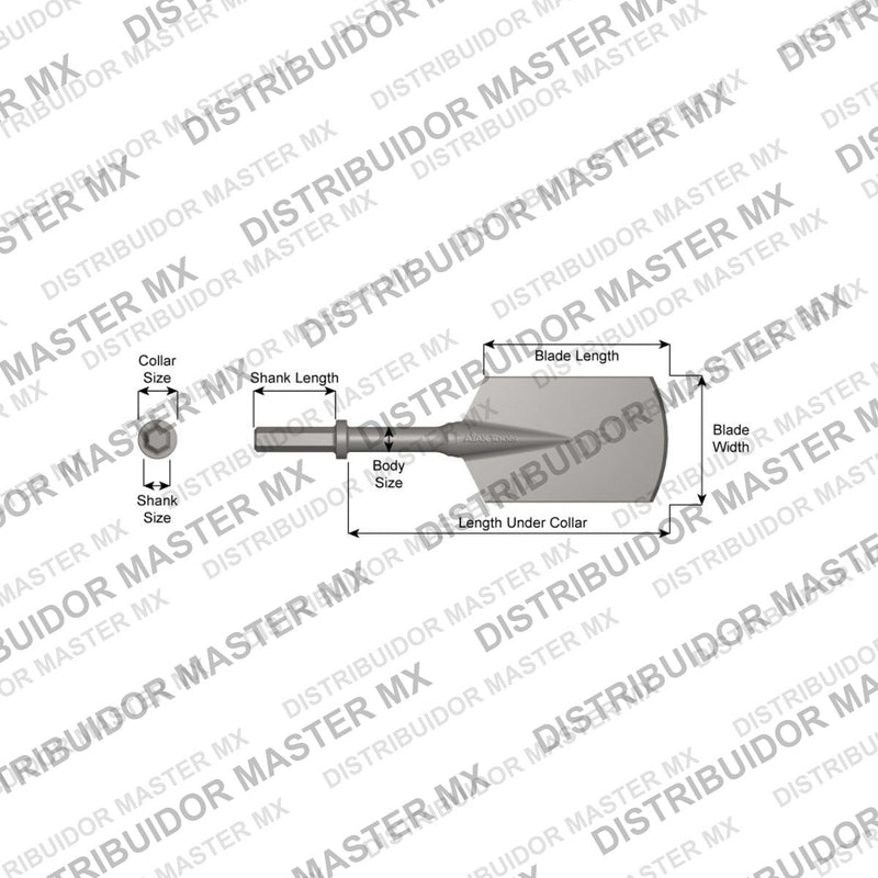 Ajax Tools 18401 — Paving Breaker Pala Larga de 3 Filos 5" x 9" (3-Edge Long Spade) 7/8" Hex