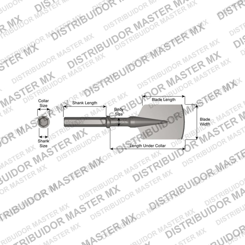 Ajax Tools 28401 — Paving Breaker Pala Larga de 3 Filos 5" x 9" (3-Edge Long Spade) 1" Hex