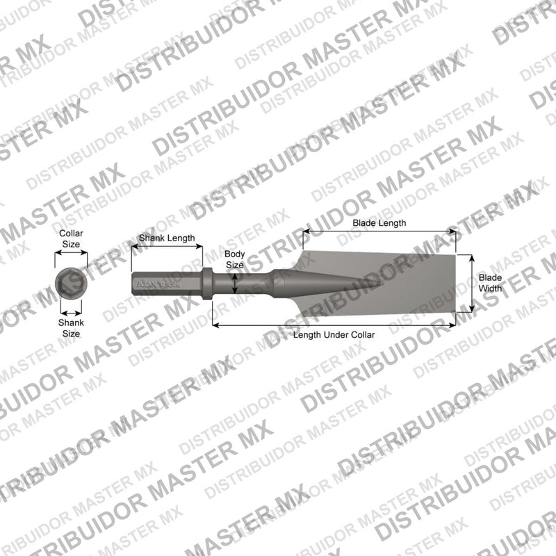 Ajax Tools 21080 — Paving Breaker Cincel para Excavar 3" x 10" (Digging Chisel) 1" Hex