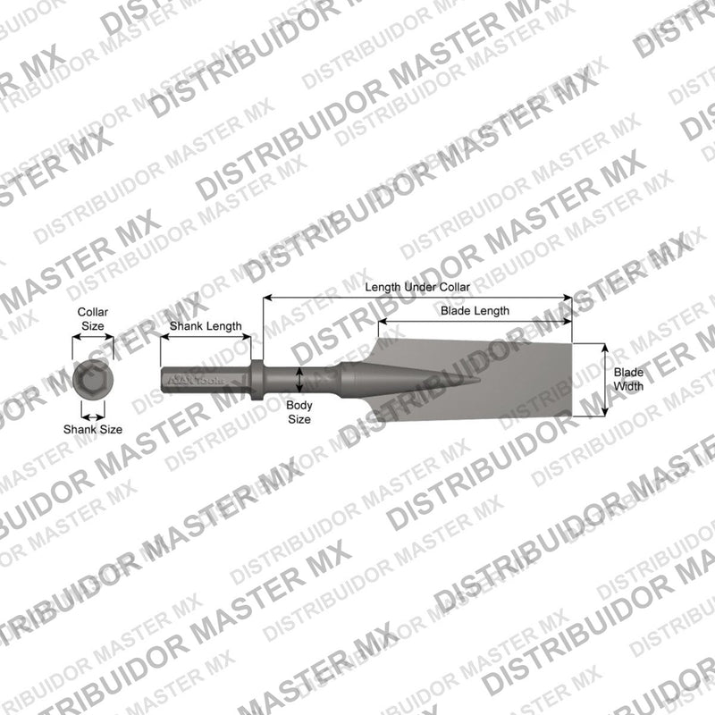 Ajax Tools 11080 — Paving Breaker Cincel para Excavar 3" x 10" (Digging Chisel) 7/8" Hex