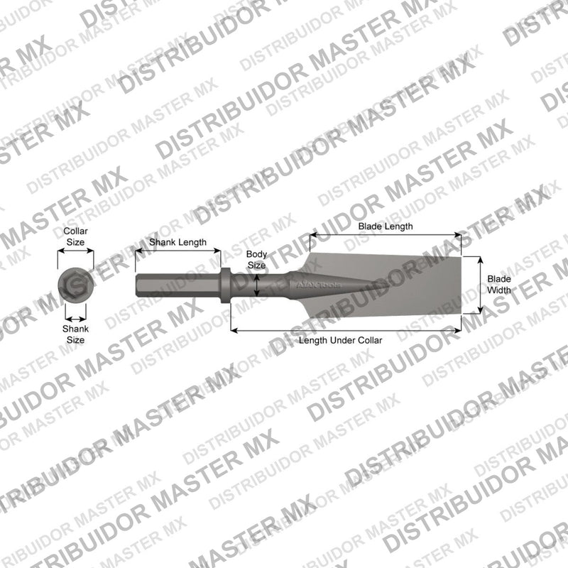 Ajax Tools 31080 — Paving Breaker Cincel para Excavar 3" x 10" (Digging Chisel) 1-1/8" Hex