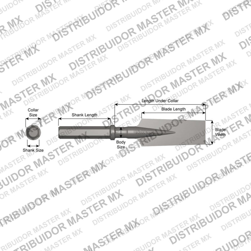 Ajax Tools 41080 — Paving Breaker Cincel para Excavar 3" x 10" (Digging Chisel) 1-1/4" Hex