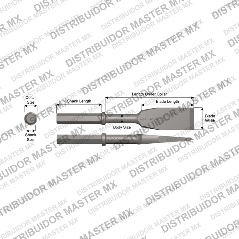 Ajax Tools 41140 — Paving Breaker Cuña para Asfalto 3" x 7" (Asphalt Wedge) 1-1/4" Hex