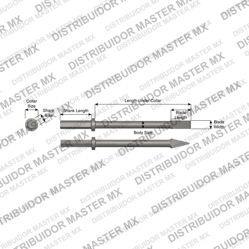 Ajax Tools 21130 — Paving Breaker Cuña para Concreto 1" x 3" (Concrete Wedge) 1" Hex