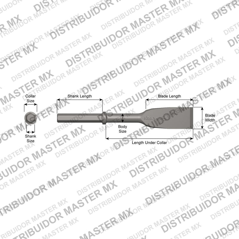 Ajax Tools 31140 — Paving Breaker Cuña para Asfalto 3" x 7" (Asphalt Wedge) 1-1/8" Hex