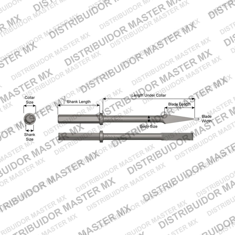 Ajax Tools 31130 — Paving Breaker Cuña para Concreto 1" x 3" (Concrete Wedge) 1-1/8" Hex