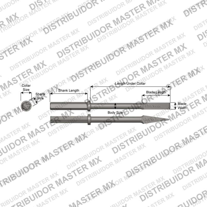 Ajax Tools 41130 — Paving Breaker Cuña para Concreto 1" x 3" (Concrete Wedge) 1-1/4" Hex